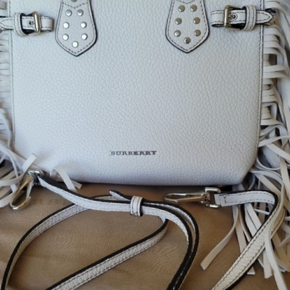 BABY BANNER WHITE STUDDED FRINGE TOTE - Picture 11 of 17